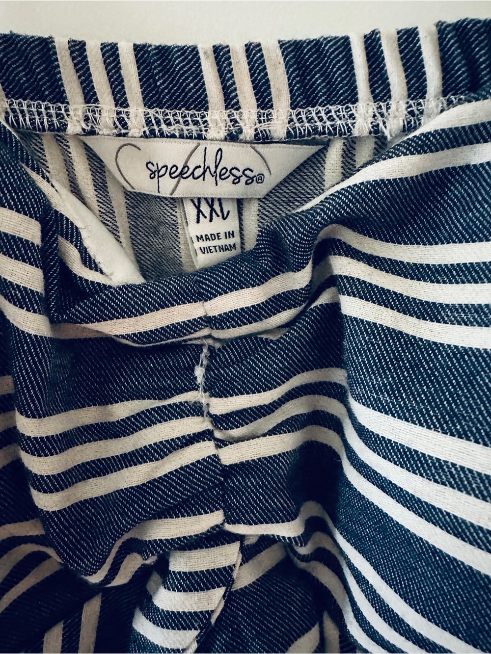 Speechless Navy & White Striped Tie-Front Dress Size XXL - Picture 4 of 8